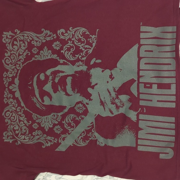 Jimi Hendrix Guitar Maroon T-shirt Small 100% Cotton NWT - Picture 2 of 3